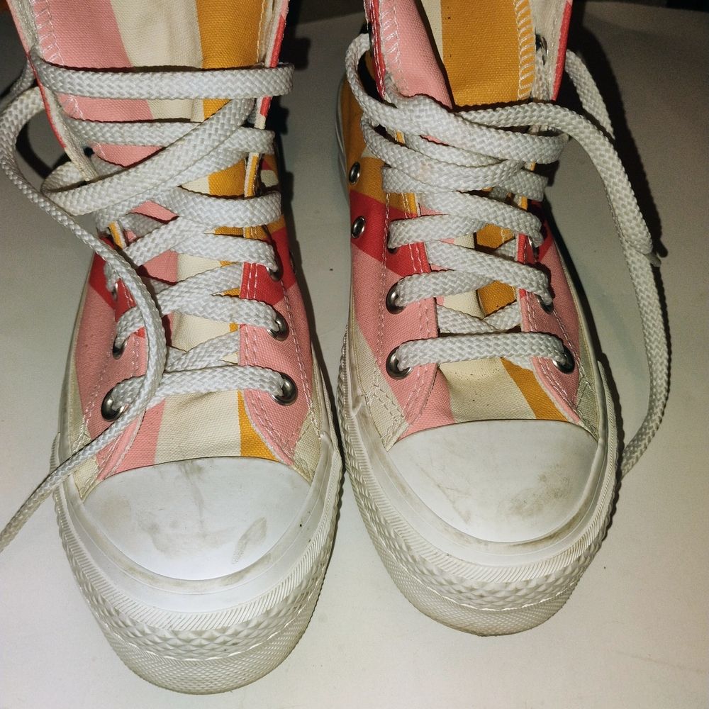 Vibrant Striped High-Top Sneakers